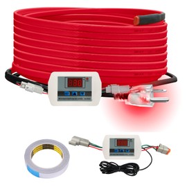 OEBLD Heat Tape for Water Pipes 25FT, Replaceable Smart Thermostat for Pipe Freeze Protection, Self-Regulating Roof Deicing Cable for Metal and Plastic Home Pipes