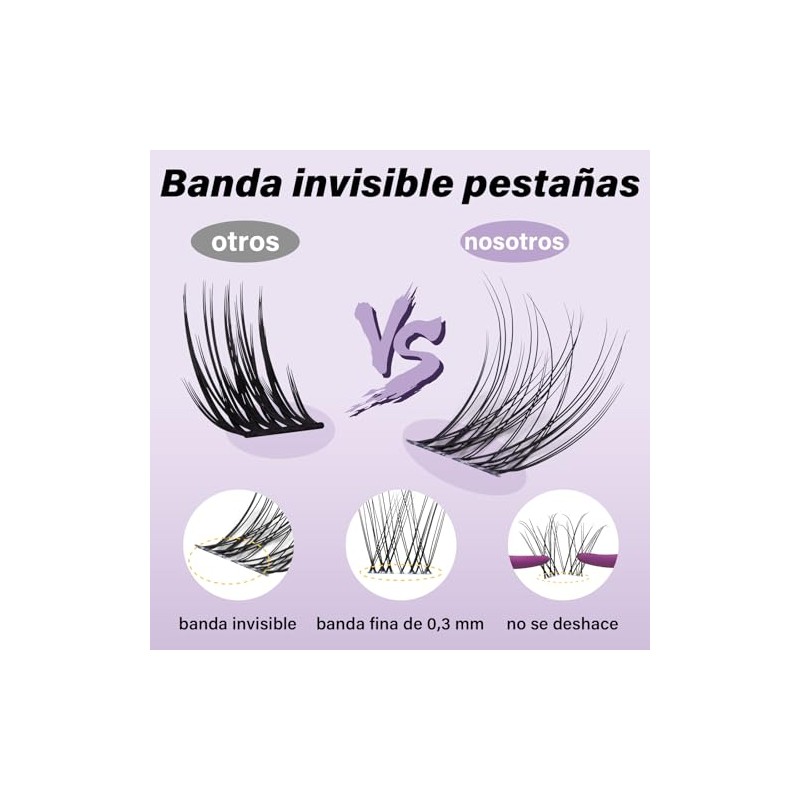 B&Q Flora Pestañas Postizas Naturales Banda Invisible Racimos 144 pcs