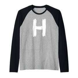Creative Bold White Letter H - Design - Alphabet - Marker Raglan Baseball Tee