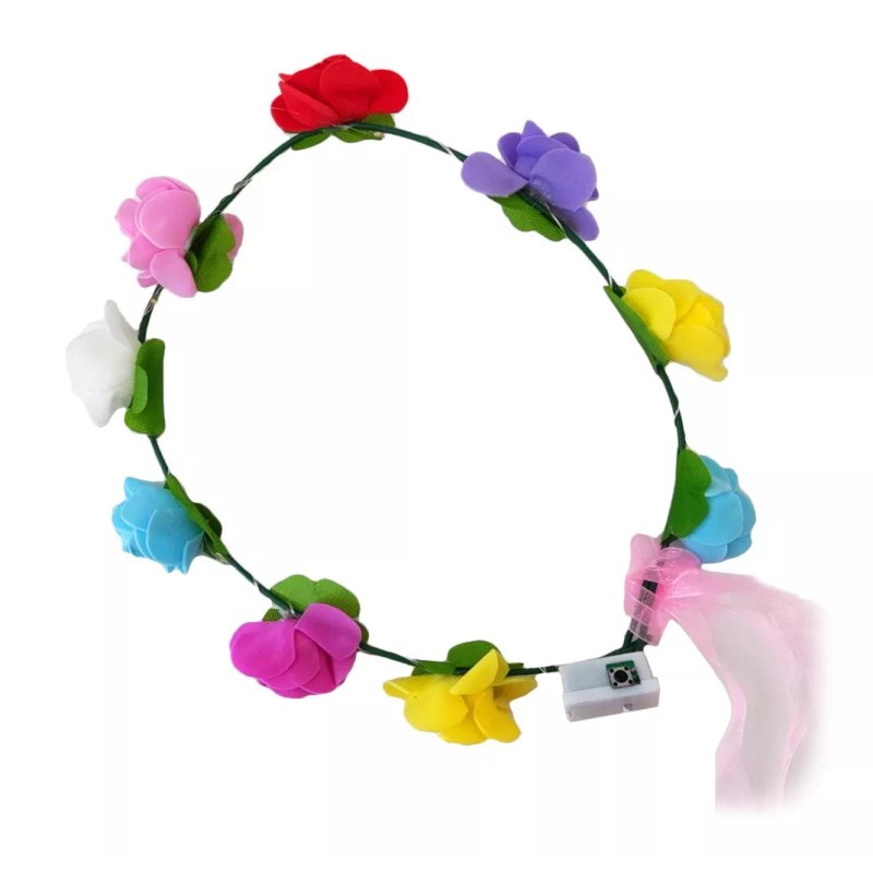 Lecute 5 Coronas Diademas Flores Luminosas Led Fiesta Boda Xv