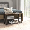 Simple Houseware Wood Top Shoe Storage Bench for Entryway, Rustic