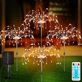 FANSIR FANSIR Solar Garden Lights Outdoor 4 Pcs Solar Fireworks Lights Garden Ornaments with Remote Control 8 Modes 420 LEDs Waterproof Outdoor Light Decorations for Lawn Backyard Pathway Christmas