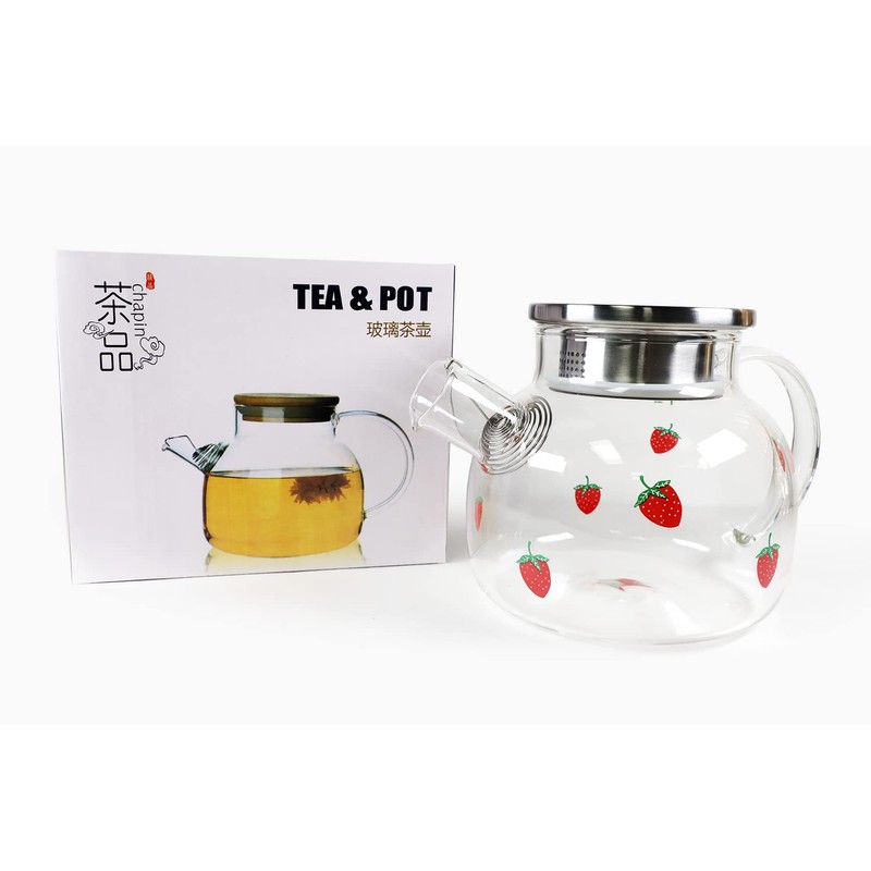 Glass Tea Kettle Strawberry Cute Design Glass Teapot Glass Pitcher