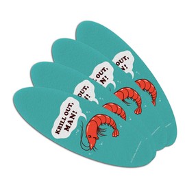 Krill Out Man Chill Shrimp Funny Humor Double-Sided Oval Nail File Emery Board Set 4 Pack
