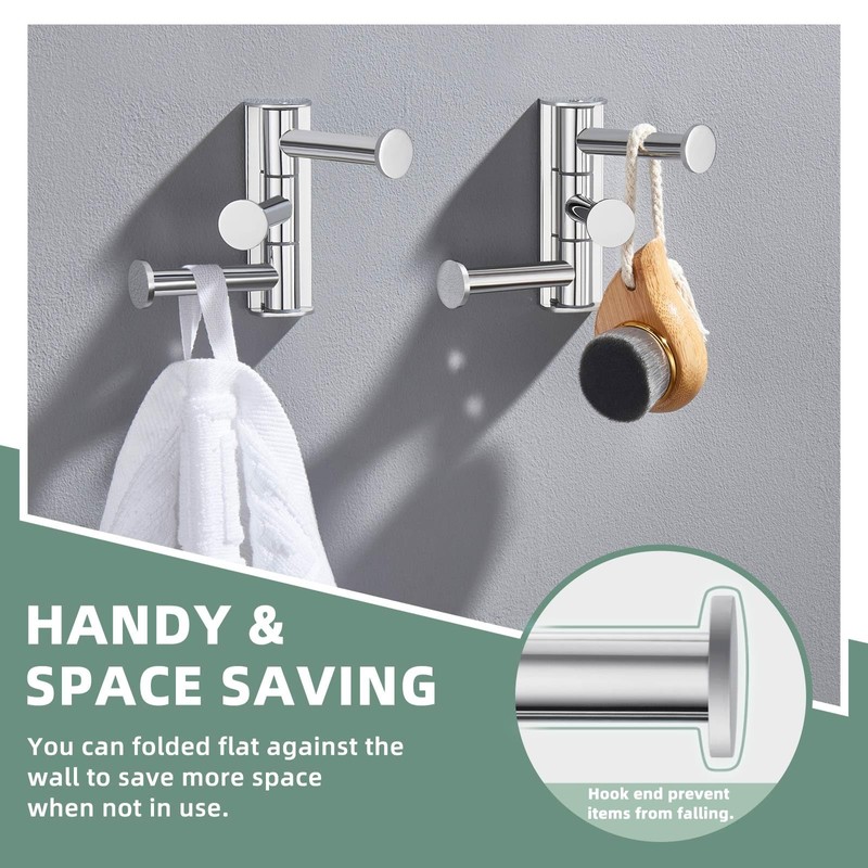 Suyar Towel Hooks for Bathroom, SUS 304 Stainless Steel Robe