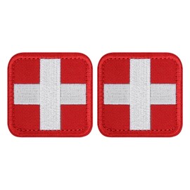 LIVANS Medic Cross Morale Patch, Medical White Cross First Aid Patch Tactical Hook and Loop EMT Patches 2 Packs for IFAK Plate Carrier Backpacks