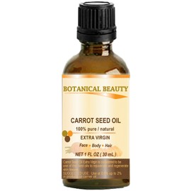 Botanical Beauty CARROT SEED OIL 100% Pure/Natural/Extra Virgin/Unrefined/Cold Pressed/Undiluted Carrier Oil. 1 fl.oz-30 ml. Skin, Body and Hair Care. by Botanical Beauty
