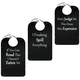 Pafusen 3 Pack Adult Bibs for Men and Women - Waterproof Clothing Protector for Adults - Reusable Large Feeding Bibs for Men with Crumb Catcher - Machine Washable