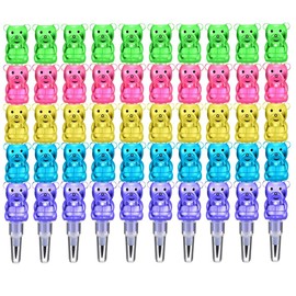 Acfun 15PCS Stackable Bear Pencils, Plastic Non-Sharpening Stacking Pencil，5 in 1 Point Pencils for Birthday