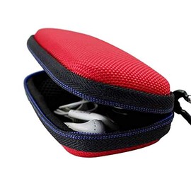 GUBEE Hard Drive Case Headphones Bag with Buckle, Portable Storage Case, Hard Travel Case for In-Ear Earphones, Data and Charging Cable (Red)