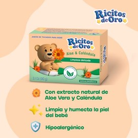 Ricitos de Oro, Jabón Corporal en barra Aloe y Caléndula, 90 g