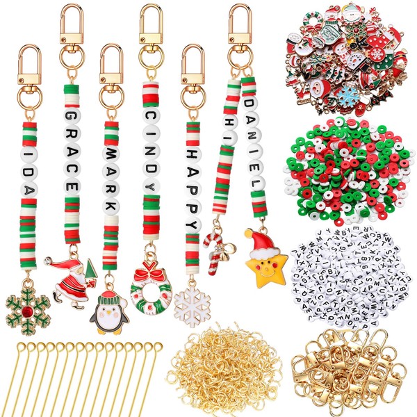 Tondiamo 2823 Pcs Christmas Bead Keychain DIY Craft Making Kit