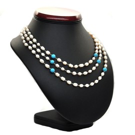 Franki Baker Sterling Silver White Pearls & Turquoise Gemstone Necklace