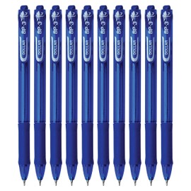 Retractable Ballpoint Pens, BLUE, Pack of 10, Fine Point (0.7mm), VAI-JTN Click Ball Pens, Perfect Pens for School Office Home, iVAIDEX Black Ball Pen
