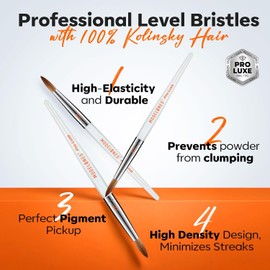 Modelones Pro Luxe Acrylic Nail Brush, 100% Pure Kolinsky Sable Hair Size 10 Oval Crimped Shaped Sturdy Ergonomic Handle for Acrylic Powder Sculpting Nail Art Brushes Professional Salon DIY Use