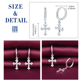 Yumilok Women's Hoop Earrings Classic Cross Stud Earrings Cross Zirconia Earrings 925 Sterling Silver Earrings Hoop Huggie Piercing for Women Girls, Sterling Silver