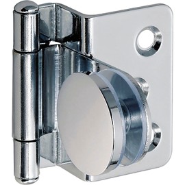 LAMP Glass Door Hinge Round Overlying Wood - Glass, Hinge for Glass/Acrylic Doors, Chrome-Plated Steel