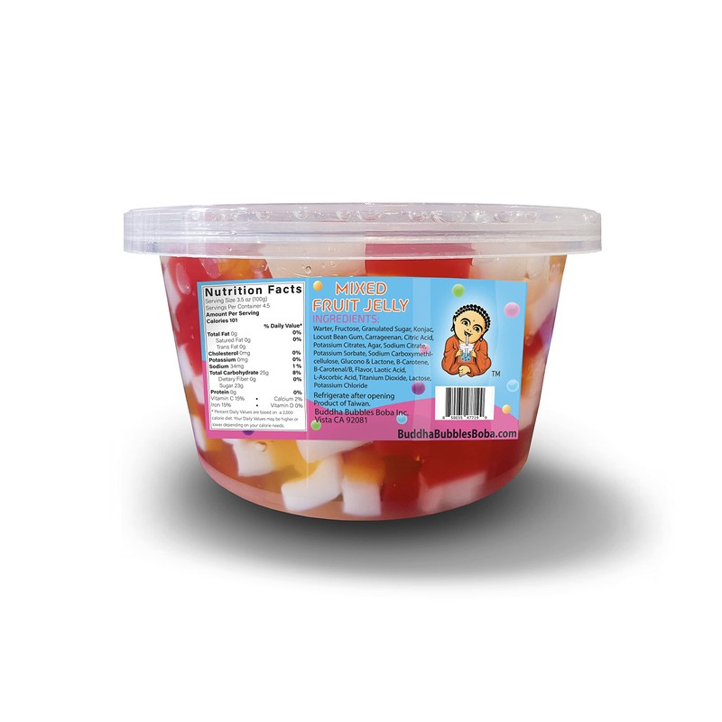Premium RAINBOW Mixed Fruit Jelly Dessert Topping by Buddha Bubbles