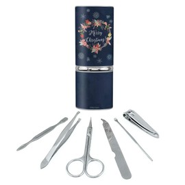 Merry Christmas Snowflakes Wreath Stainless Steel Manicure Pedicure Grooming Beauty Care Travel Kit