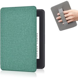 Reelau Case Compatible with 2022/2024 Kindle 11th Generation 6 inch w/Hand Strap, PU Leather Kindle Case 6" for Kindle 2024/2022 11th Gen Model C2V2L3 [Auto Wake Up/Sleeping] [Hand Loop] (Green)