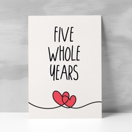 Postcard Prints - 5 Year Anniversary Card For Husband or Wife Anniversary Card for 5th Anniversary Card For Boyfriend or Girlfriend Fifth Wedding Anniversary