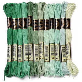 CABODYALS 12 Skeins 105 Yards 6 Ply Variegated Embroidery Thread Floss Green Gradient Crewel Friendship Bracelet String Cross Stitch Floss Yarn Thread Bulk for Hand Sewing Jewelry Needlecraft Knitting