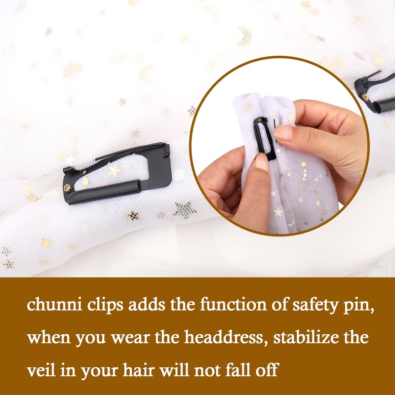 Vodolo Chunni Clips with Safety Pins,8 PCS Strong Chunni Grip