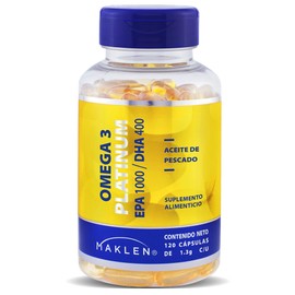 OMEGA 3 Platinum | EPA1,000 mg/DHA 400 mg | 120 Cápsulas Softgels de 1,300 mg | Maklen