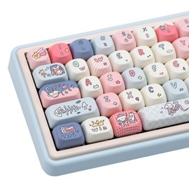COOMICKEY Custom Keycaps 130 Keys Cute Keycaps Dye Sublimation PBT Keycaps XOA Profile Keycaps Set for Cherry MX Gateron Kailh Switches Mechanical Keyboards（First Love Puppy Theme）