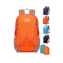 TURLAT Lightweight Packable Hiking Backpack for Men Women Waterproof Travel Daypacks Small Folding Day Pack with Tool Loops Camping Outdoor,Orange
