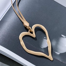 COOSTUFF ANNA Love Heart Pendant Necklace for Women Fashion Jewelry Long Chian Sweater Necklaces (D)