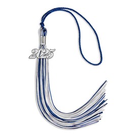 Endea - Borla mixta de triple color con gota de fecha plateada (azul real/plata/blanco, 2025)