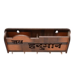LUXCKY Key Holder for Home Decor Items, Stylish Key Hanger Wall Mounted, Handicraft Key Chain Stand, Mobile StandCharging Holder, Wooden Keychain Hangers for Office Decoration (Jai Hanuman)