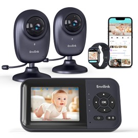 Envilink Smart Baby Monitor, 2.8in LCD, Night Vision, VOX, 2-Way Talk, 5 Lullabies 1500ft WiFi Baby Monitor