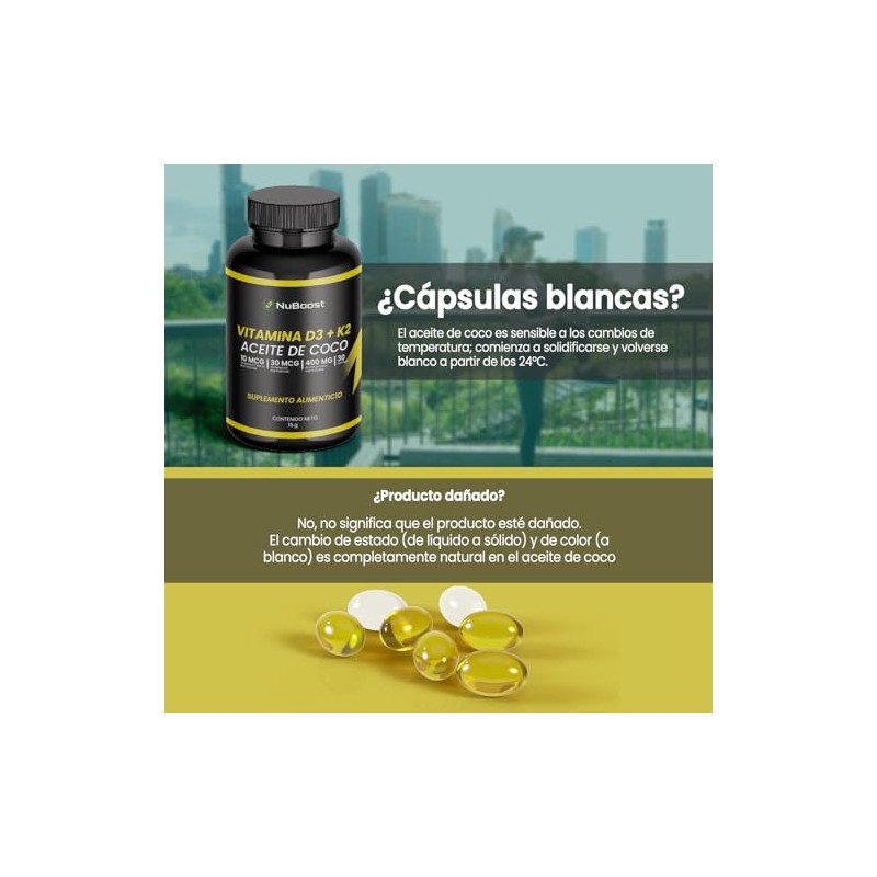 NuBoost Vitamina D3 + K2 con Aceite de Coco -