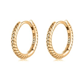 925 silver earrings for women with a cute line design. Hoop earrings made of 925 silver for women or 18 carat gold, ideal as a gift for Mother's Day. Earrings girls. Jewellery women, Gold - silver, No