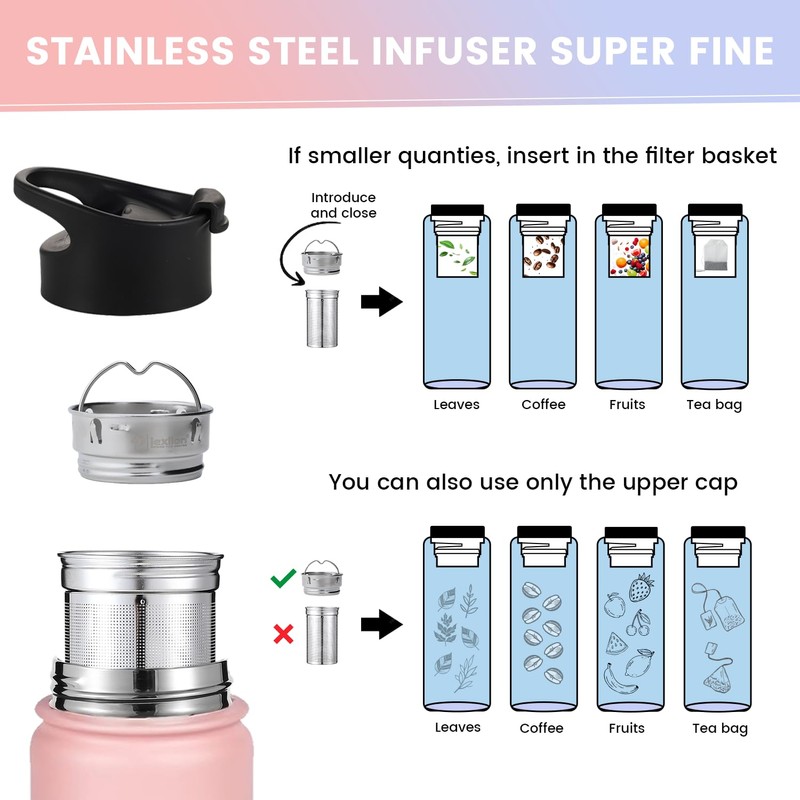 Lexlion Tea Infuser Bottle - Fruit Infuser Water Bottle 22