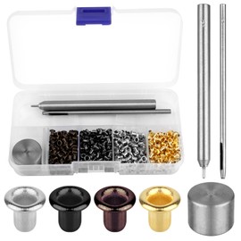 UTOCLEC 800 Pieces Eyelet Set, 2 mm Plated Copper Metal, Four Colours, Inner Diameter 2 mm, Grommet Eyelets with Tool Set, for Shoes, Leather Goods, Clothing, DIY Craft Projects etc