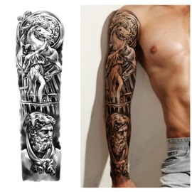 Waterproof Temporary Tattoos Full Arm 8 Sheets and Half Sleeve Fake Tattoos 8 Sheets, Extra Large Tattoo Stickers for Men and Women or Adults (58 x 18 cm)