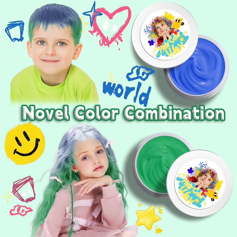 HAILIMIPRO Green-9 Hair Color Wax for Kids,Washable Temporary Hair Color