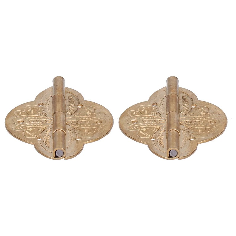 Set of 2 Door Hinge, Antique Furniture Hinge Small Brass