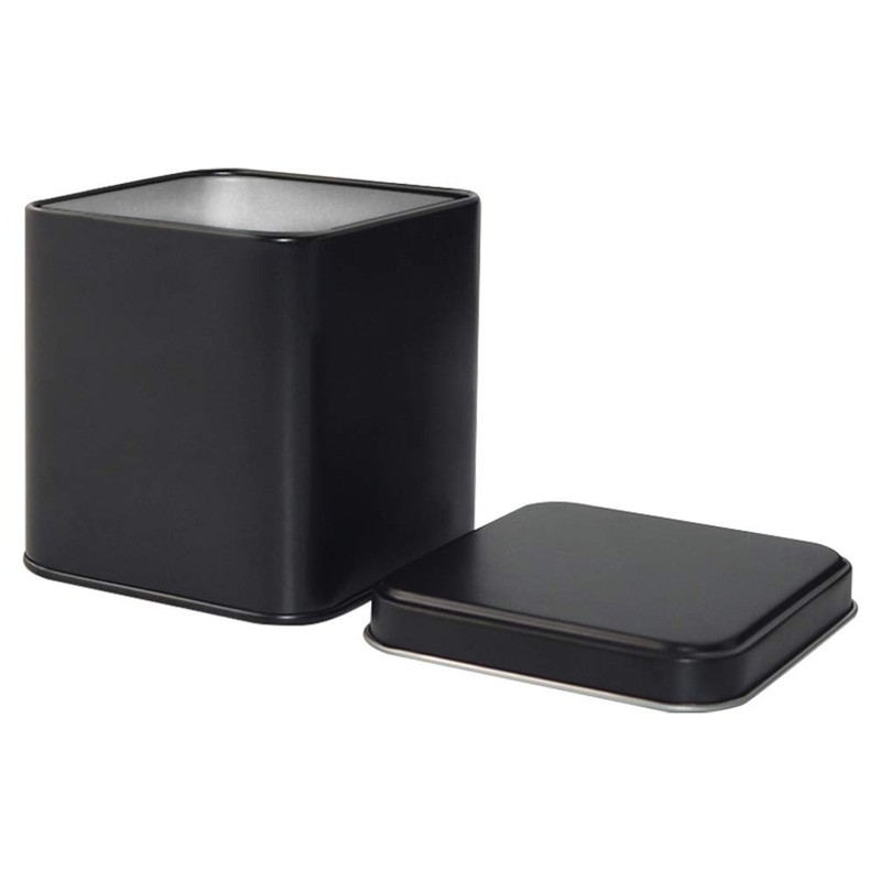 Square Black Metal Tins Empty Cube Steel Box Storage Container