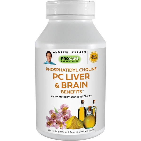 ANDREW LESSMAN PC Liver & Brain Benefits 360 Softgels - Phosphatidyl Choline, Most Important Building Block for Healthy Liver and Brain Structure and Function. No Additives. Easy to Swallow Softgels