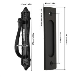 Barn Door Handle, Double Sided Sliding Door Pull Handle Aluminium Alloy Black Sliding Door Handle for Doors, Balconies, Barns, Bookshelves, Wardrobes