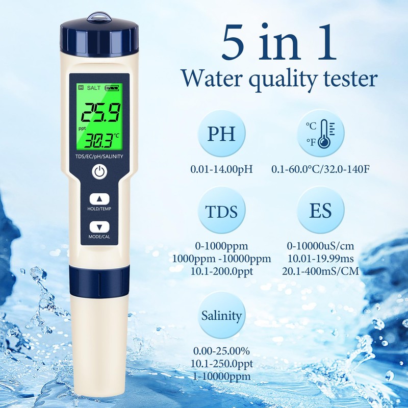 PH Meter & TDS Meter Digital Water Tester 5 in