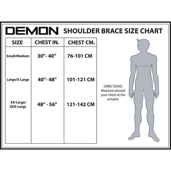 Demon United X D3O Shoulder Stability Brace with D3O Impact Protection- Neoprene Shoulder Support w/ D3O for Rotator Cuff, Labrum Tear, AC Joint Pain, Shoulder Compression Sleeve (Small/Medium)