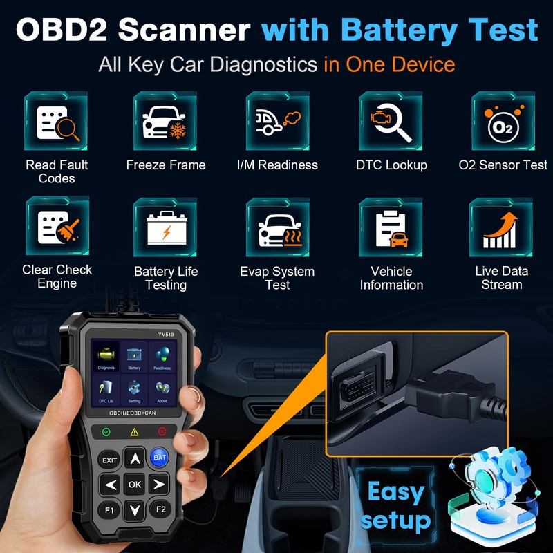 AMTIFO OBD2 Scanner with Battery Tester - Check Engine Light