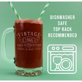 Vintage 1966 Etched 16oz Glass Beer Mug - 59th Birthday Gifts for Men - Cheers to 59 years old - 59th birthday decorations for him - Best Engraved Beer Gift ideas for Men - Dad Grandpa 2.0