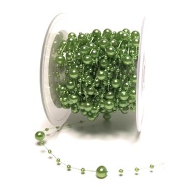 s.dekoda Pearl Garland 15 m x 8 mm Green Bead Cord Bead Ribbon