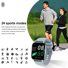 MicLee Women's Men's 1.85 Inch Touch Colour Display Smartwatch Heart Rate Monitor Sleep Monitor Bracelet Fitness Tracker Pedometer Watch Sports Watch Compatible iOS Android Waterproof IP68 Bluetooth